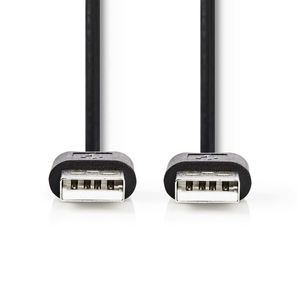 Nedis USB-Kabel | USB 2.0 | USB-A Male | USB-A Male | 480 Mbps | Vernikkeld | 2.00 m | Rond | PVC | Zwart | Label - CCGL60001BK20