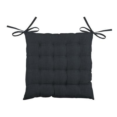 Stof Textile stoelkussen BEA - antraciet - 40 x 40 x 4 cm - touwtjes sluiting - binnen/buiten