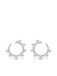 Yoko London boucles d'oreilles Sleek en or blanc 18ct ornés de diamants et de perles Akoya - Argent