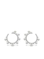 Yoko London boucles d'oreilles Sleek en or blanc 18ct ornés de diamants et de perles Akoya - Argent - thumbnail