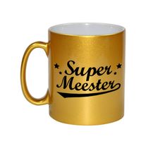 Gouden super meester beker / mok bedankt 330 ml - Meesterdag/einde schooljaar cadeau - feest mokken