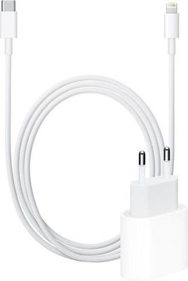 Bulkverpakking iPhone USB-C Fast Charger 20 Watt + USB-C naar Lightning kabel 1 meter
