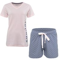 By Louise By Louise Dames Pyjamasets Roze / Blauw Shortama + Top
