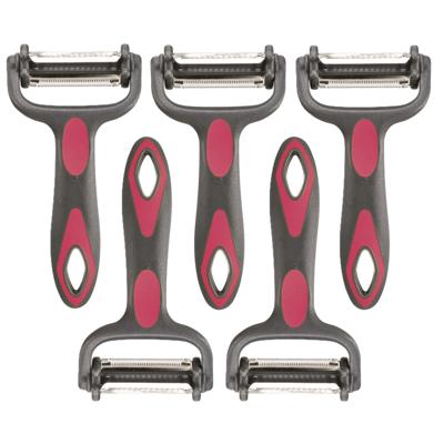 Dunschiller Profi - 5x - grijs/roze - kunststof - 15 cm - aardappelschiller met 3 mesjes
