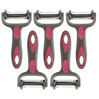 Dunschiller Profi - 5x - grijs/roze - kunststof - 15 cm - aardappelschiller met 3 mesjes