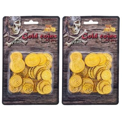 Piraten schatkist speelgoed munten - goud - 100x stuks - kunststof