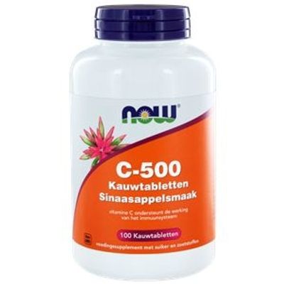 NOW C-500 kauwtabl sinaasappelsmaak (100 kauwtabl)