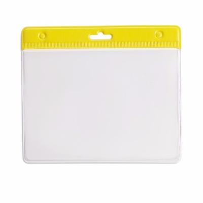 Multipack van 10x stuks Badgehouders - geel - 11,5 x 9,5 cm - voor aan een lanyard of keycord