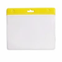 Multipack van 10x stuks Badgehouders - geel - 11,5 x 9,5 cm - voor aan een lanyard of keycord