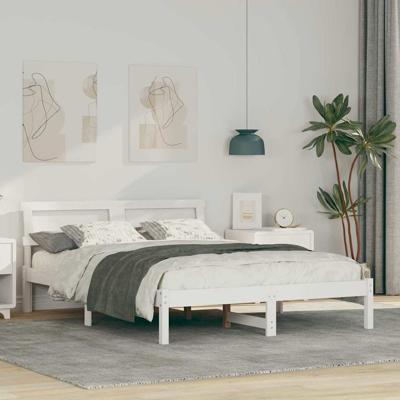 Bedframe Wit 140 x 190 cm Massief grenenhout
