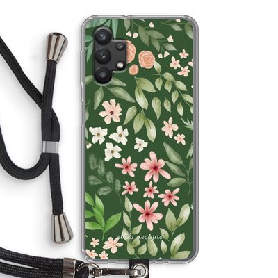 Botanical green sweet flower heaven: Samsung Galaxy A32 5G Transparant Hoesje met koord