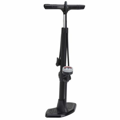 Zwarte fietspomp staand met drukmeter 67 cm