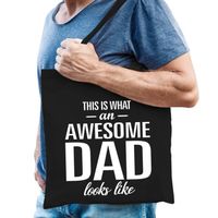 Awesome dad cadeau tas zwart katoen - Feest Boodschappentassen