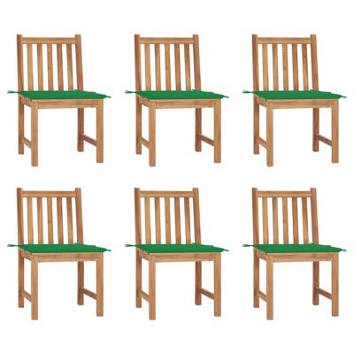 Tuinstoelen 6 st met kussens massief teakhout