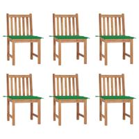 Tuinstoelen 6 st met kussens massief teakhout