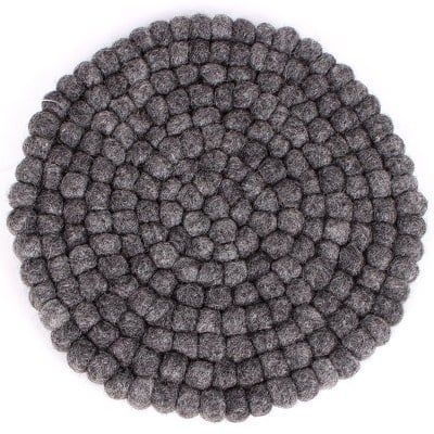 Vilten Onderzetter Mini Ballen Antraciet (Rond)
