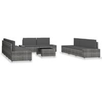 10-delige Loungeset poly rattan grijs