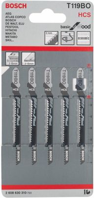 Bosch Accessoires 5x Basic voor hout decoupeerzaagblad T119BO - 2608630310