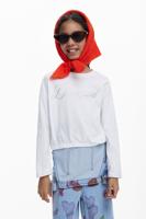 Effen T-shirt met strasslogo - WHITE - 7/8