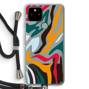 Colored Zebra: Pixel 5 Transparant Hoesje met koord