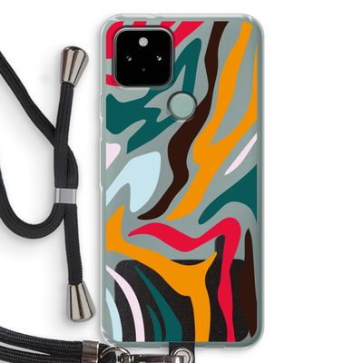 Colored Zebra: Pixel 5 Transparant Hoesje met koord