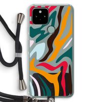 Colored Zebra: Pixel 5 Transparant Hoesje met koord