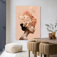 Urban Cotton Wandkleed 'Leave Crown' 145 x 190cm in Frame - black