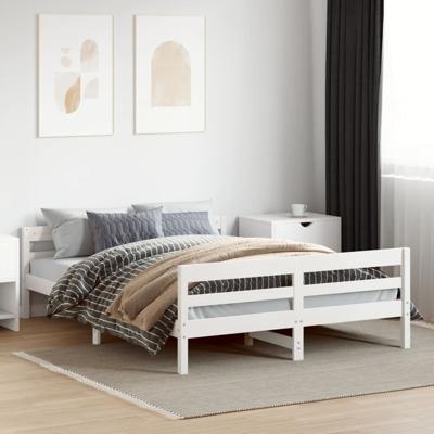 Bedframe zonder matras massief grenenhout wit 120x200 cm