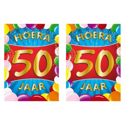 Verjaardag deurposter - 2x - 50 jaar - multi - 59 x 42 cm - leeftijd feestartikelen - Abraham/Sarah
