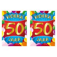 Verjaardag deurposter - 2x - 50 jaar - multi - 59 x 42 cm - leeftijd feestartikelen - Abraham/Sarah