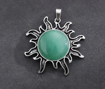 Groene Aventurijn Zonnebloem Hanger - Sieraden - Spiritueelboek.nl