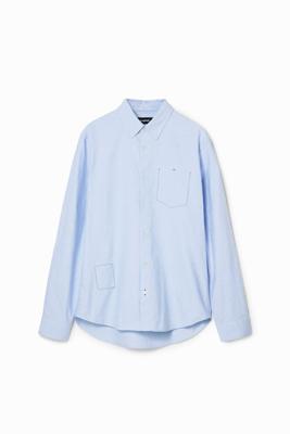 Effen shirt met sierstiksels - BLACK - L