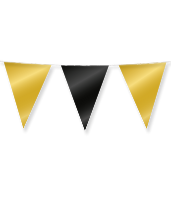 Folie Vlaggenlijn Goud/Zwart (10m)