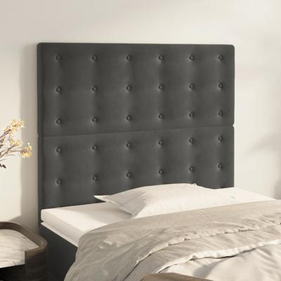 Hoofdborden 2 st 100x5x78/88 cm fluweel donkergrijs