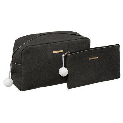 Set van 2x toilettassen/make-up/opberg tasjes zwart Set van 2x toilettassen/make-up/opberg tasjes zwart