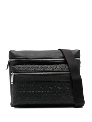 Ferragamo sac à bandoulière à motif Gancini - Noir
