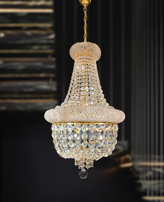 Kroonluchter Margaretha goud in 4 diameters