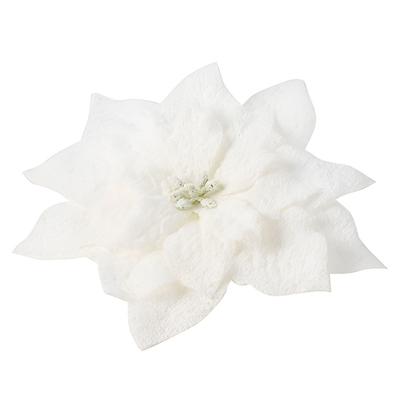Cosy & Trendy Kerstboomversiering - witte besneeuwde bloem - 15 cm - op clip
