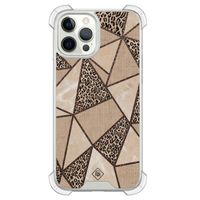 iPhone 12 (Pro) siliconen shockproof hoesje - Leopard abstract