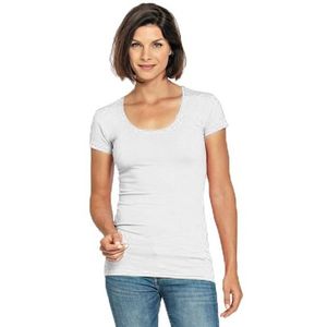 Bodyfit dames t-shirt wit met ronde hals