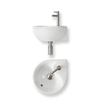 Fonteinset Baseline hoek keramiek 35x35x14.5 cm wit glans