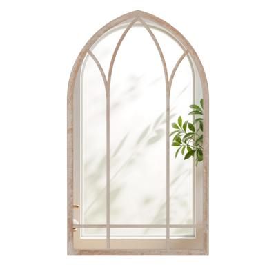 Farmhouse Raamkozijnspiegel Gebogen Wandspiegel met Metalen Frame Decoratieve Spiegel voor Binnen en Buiten in de Woonkamer Hal Open Haard Tuin 83 x 48 cm