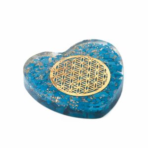 Orgoniet Hart Turquoise met Koperen Flower of Life