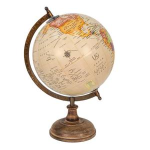 Clayre & Eef Wereldbol 22x37 cm Beige Bruin Hout Ijzer Rond Globe