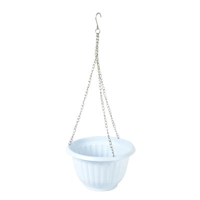Plasticforte Plantenpot - hangend - kunststof - wit - D20 x H12 cm - bloempot aan ketting