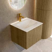Badmeubel Mondiaz Kurve-Dlux | 50 cm cm | Meubelkleur Dusk | Wastafelkleur Ostra | Solid surface | Wasbak midden spoelbak | 1 kraangat