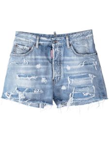 DSQUARED2 short en jean à effet usé - Bleu