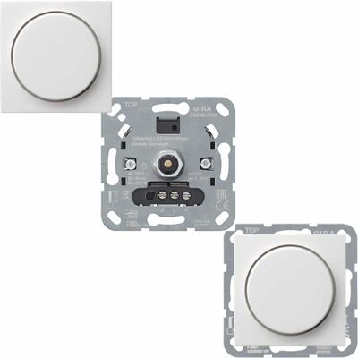 Gira LED dimmer 245000 voor LED lampen max 100W met dimknop zuiverwit glanzend