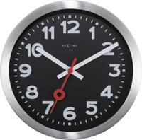 NeXtime NE-3998ARZW Wandklok &apos;Station&apos; Ø19 Cm, Geborsteld Aluminium Zwart