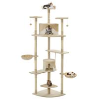 VidaXL Kattenkrabpaal met sisal krabpalen 203 cm beige en wit